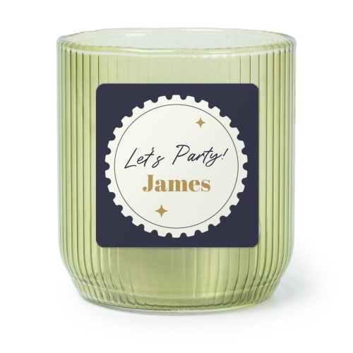 Photophore en verre vert avec autocollant carré - Lot de 6