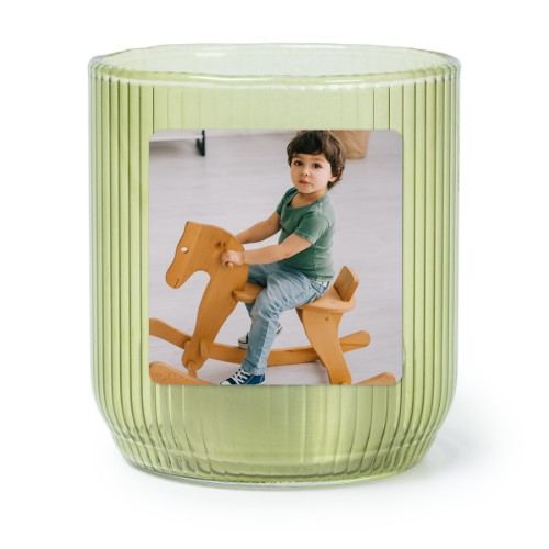 Personalised Green Glass Tealight Holder with Square Stickers – Set of 6