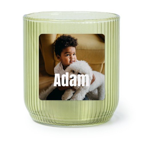 Photophore en verre vert avec autocollant carré - Lot de 6