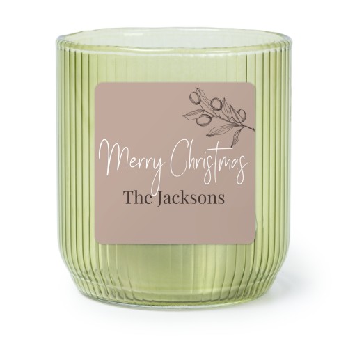 Personalised Green Glass Tealight Holder with Square Stickers – Set of 6