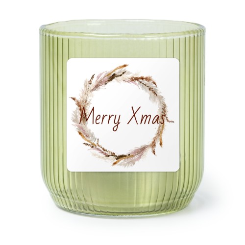 Personalised Green Glass Tealight Holder with Square Stickers – Set of 6