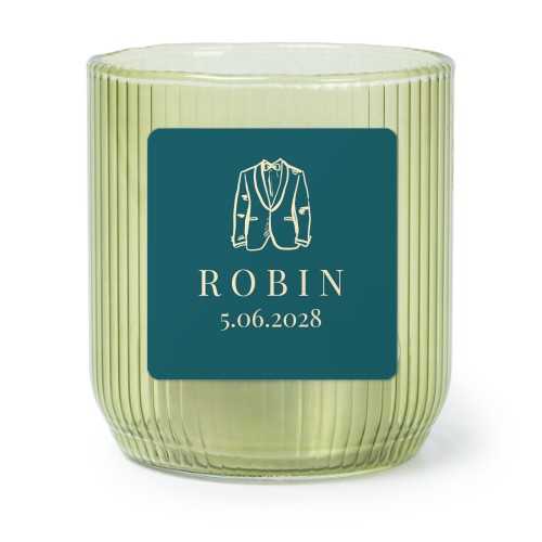 Waxinelichthouder groen met vierkante sticker - set van 6 Waxinelichthouder groen met vierkante sticker - set van 6