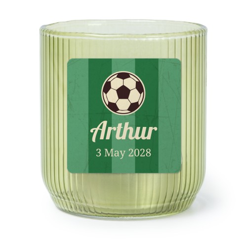 Personalised Green Glass Tealight Holder with Square Stickers – Set of 6