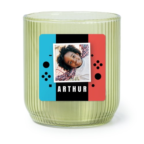 Personalised Green Glass Tealight Holder with Square Stickers – Set of 6