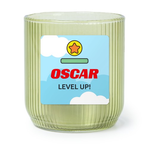 Photophore en verre vert avec autocollant carré - Lot de 6