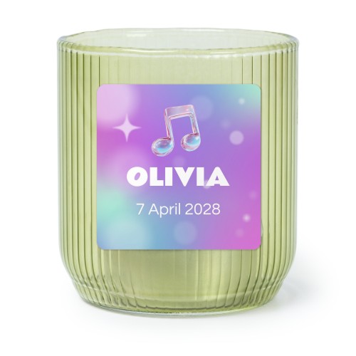Personalised Green Glass Tealight Holder with Square Stickers – Set of 6