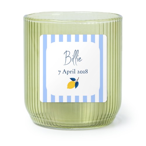 Personalised Green Glass Tealight Holder with Square Stickers – Set of 6