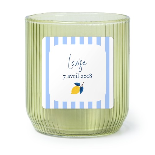 Photophore en verre vert avec autocollant carré - Lot de 6