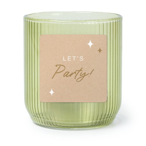 Photophore en verre vert avec autocollant carré - Lot de 6