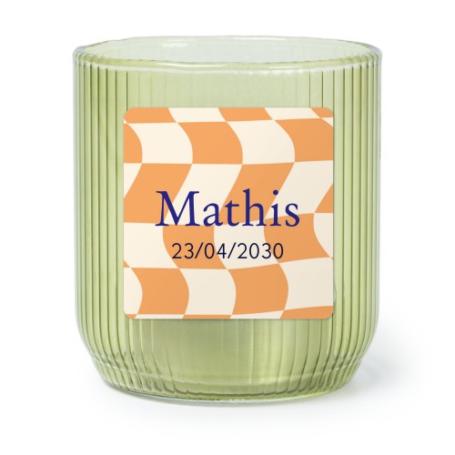 Fyrfadsholder i grønt glas med firkantede klistermærker – 6 stk