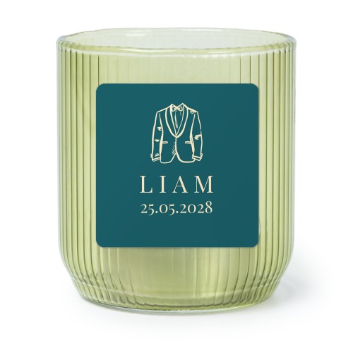 Värmeljushållare i grönt glas med fyrkantiga klistermärken - 6 st