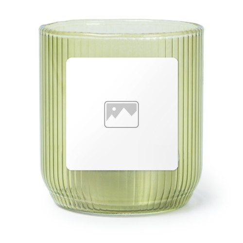 Personalised Green Glass Tealight Holder with Square Stickers – Set of 6