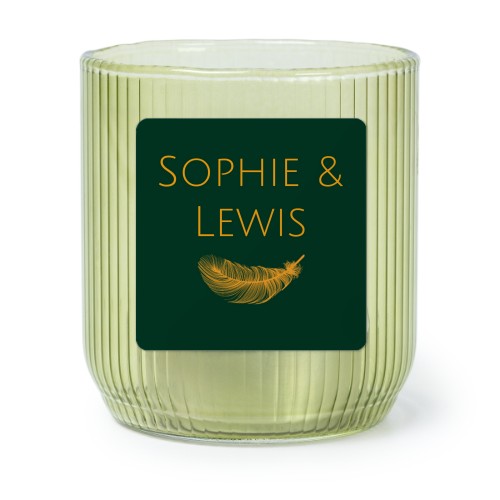 Lysholder i glass grønn med firkantede klistermerker - 6 stk