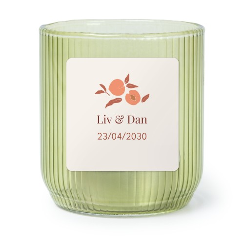 Personalised Green Glass Tealight Holder with Square Stickers – Set of 6