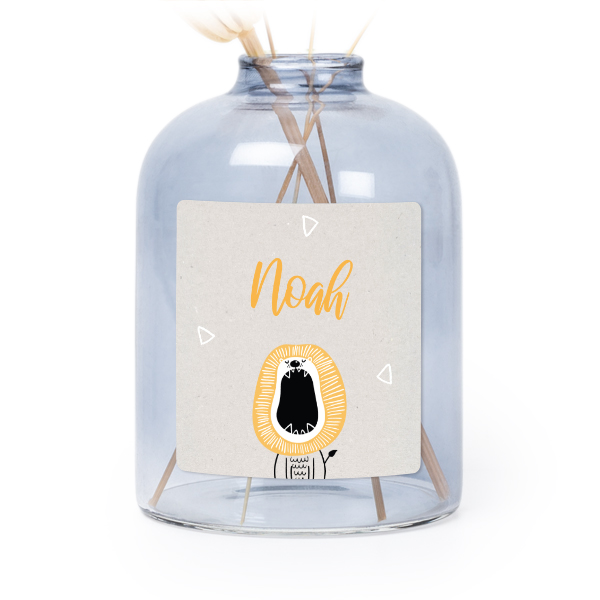 Små blå vaser med firkantede klistermærker – 6 stk