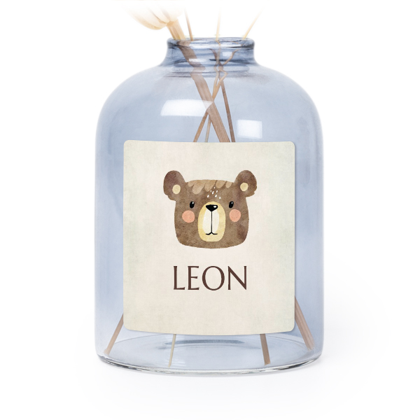 Petit vase verre bleu avec autocollant carré - Lot de 6 Petit vase verre bleu avec autocollant carré - Lot de 6