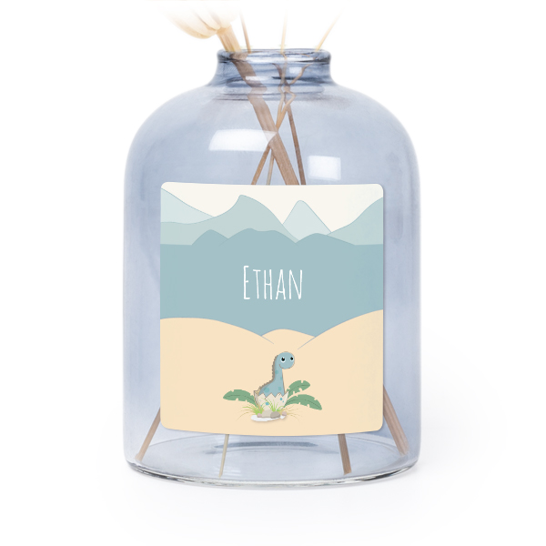 Små blå vaser med firkantede klistermærker – 6 stk