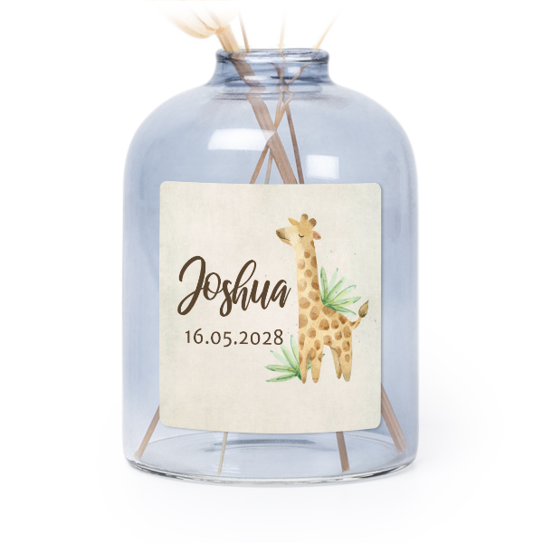 Petit vase verre bleu avec autocollant carré - Lot de 6