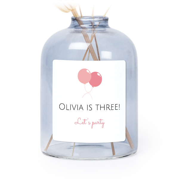 Personalised Blue Glass Vase with Square Stickers – Set of 6