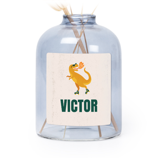 Petit vase verre bleu avec autocollant carré - Lot de 6 Petit vase verre bleu avec autocollant carré - Lot de 6