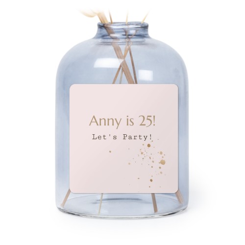 Personalised Blue Glass Vase with Square Stickers – Set of 6