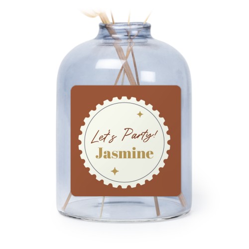 Personalised Blue Glass Vase with Square Stickers – Set of 6 Personalised Blue Glass Vase with Square Stickers – Set of 6