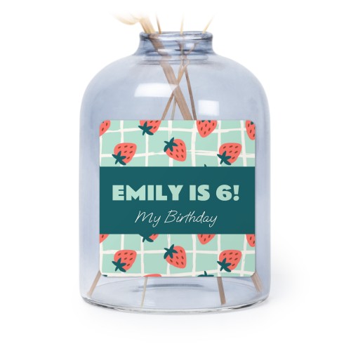 Små vaser blå med  firkantede klistermerker - 6 stk