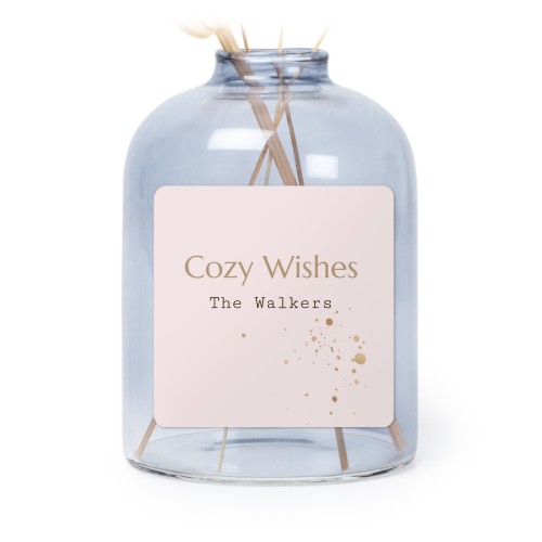 Personalised Blue Glass Vase with Square Stickers – Set of 6