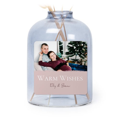 Personalised Blue Glass Vase with Square Stickers – Set of 6