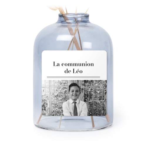 Petit vase verre bleu avec autocollant carré - Lot de 6