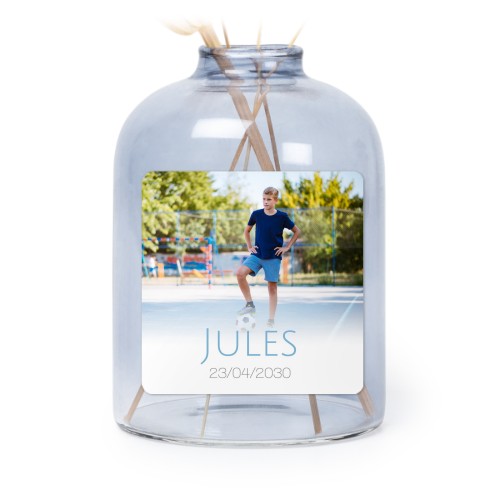 Glazen vaasjes blauw met vierkante sticker - set van 6