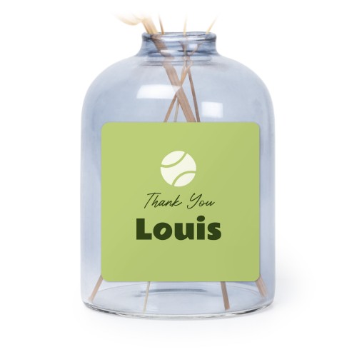 Mini-Glasvase blau mit Aufkleber Querformat - 6 Stück