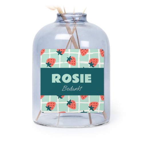 Glazen vaasjes blauw met vierkante sticker - set van 6