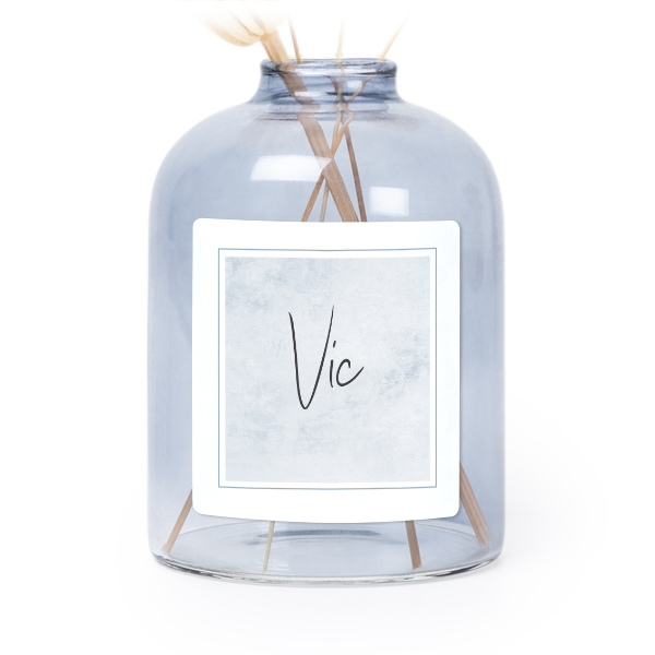 Petit vase verre bleu avec autocollant carré - Lot de 6 Petit vase verre bleu avec autocollant carré - Lot de 6