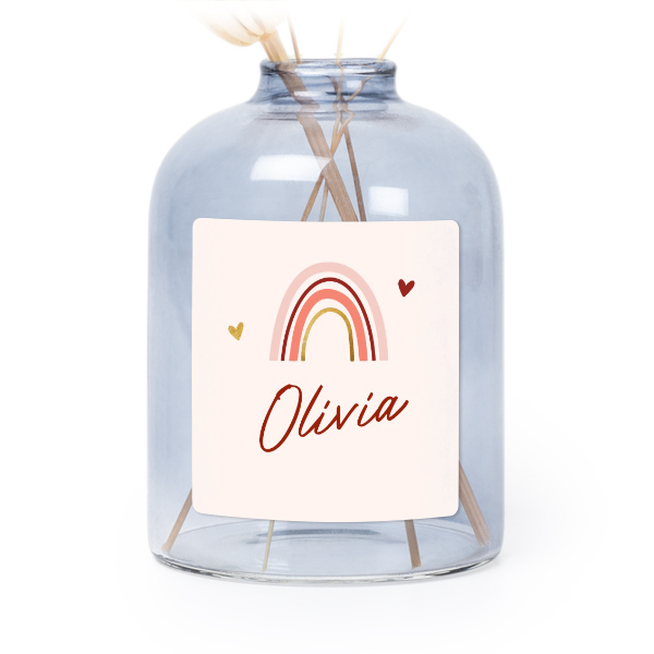 Personalised Blue Glass Vase with Square Stickers – Set of 6