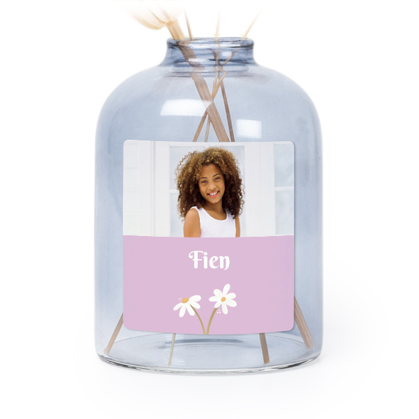 Personalised Blue Glass Vase with Square Stickers – Set of 6 Personalised Blue Glass Vase with Square Stickers – Set of 6