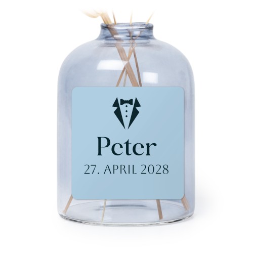 Små blå vaser med firkantede klistermærker – 6 stk Små blå vaser med firkantede klistermærker – 6 stk