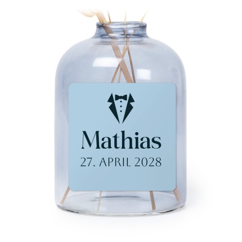 Små vaser blå med firkantede klistermerker - 6 stk Små vaser blå med firkantede klistermerker - 6 stk