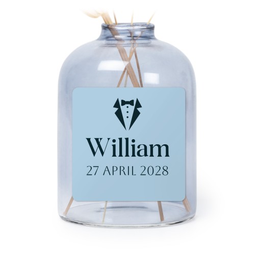 Små blå vaser med fyrkantiga klistermärken – 6 st