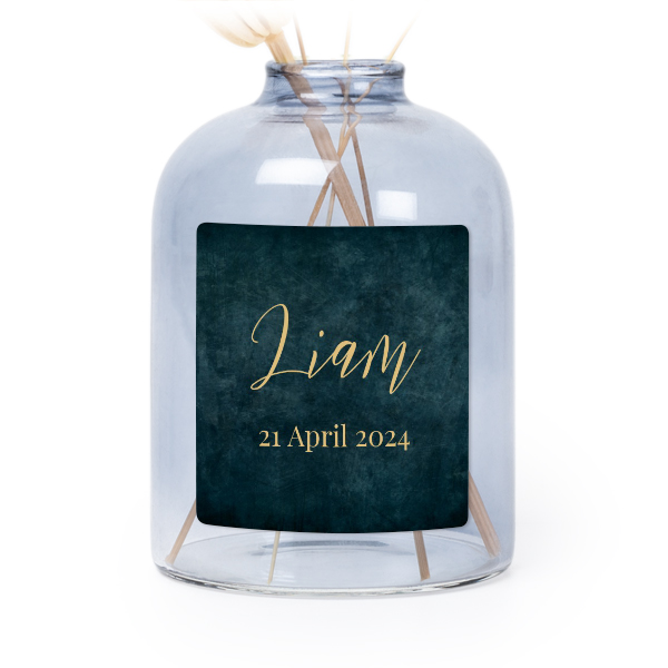 Petit vase verre bleu avec autocollant carré - Lot de 6