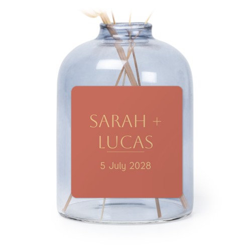 Personalised Blue Glass Vase with Square Stickers – Set of 6