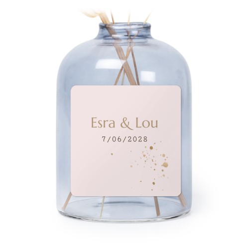 Personalised Blue Glass Vase with Square Stickers – Set of 6