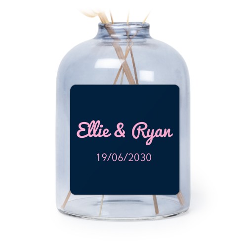 Små vaser blå med  firkantede klistermerker - 6 stk