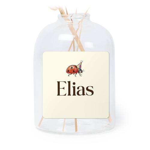 Glazen vaasjes doorzichtig met vierkante sticker - set van 6