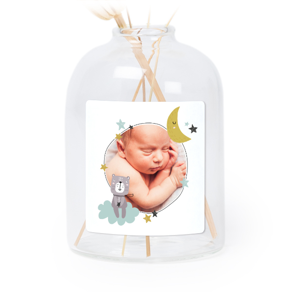 Glazen vaasjes doorzichtig met vierkante sticker - set van 6
