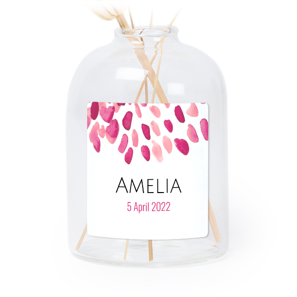 Personalised Clear Glass Vase with Square Stickers – Set of 6