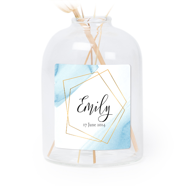 Petit vase verre transparent avec autocollant carré - Lot de 6