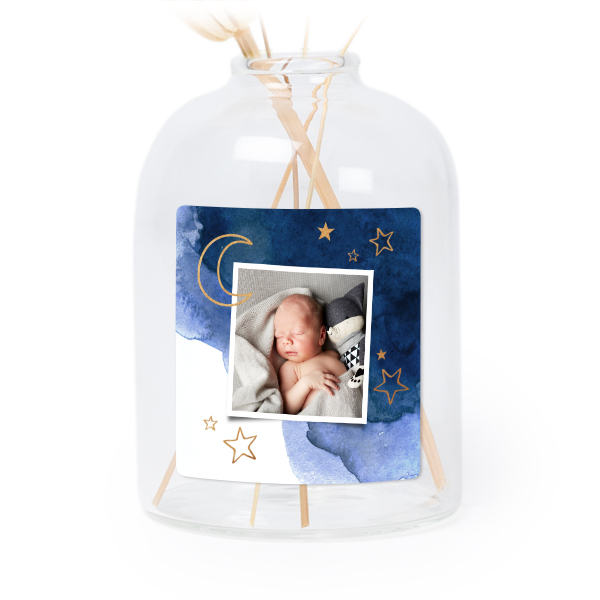 Personalised Clear Glass Vase with Square Stickers – Set of 6