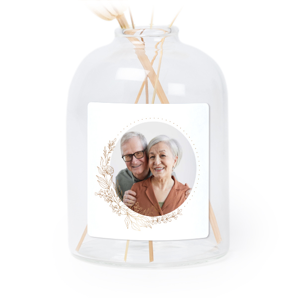 Petit vase verre transparent avec autocollant carré - Lot de 6 Petit vase verre transparent avec autocollant carré - Lot de 6