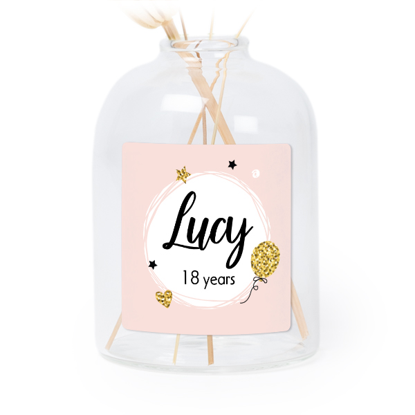Petit vase verre transparent avec autocollant carré - Lot de 6 Petit vase verre transparent avec autocollant carré - Lot de 6